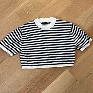 Anthropologie dark Navy and White Striped sweater top